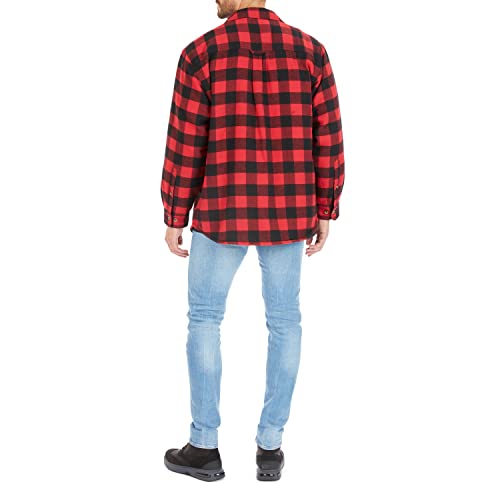 Image of Smith's Workwear Mens Zip-Front Sherpa-Lined Flannel Shirt JacketJacket