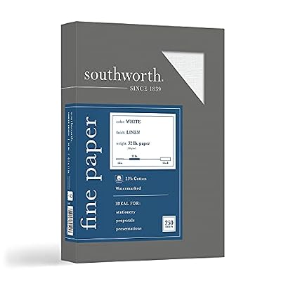 Southworth J558C 25% Cotton Linen Business Paper 32 lbs. 8-1/2 x 11 White 250/Box