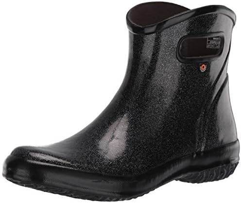 BOGS womens Rainboot Ankle Height Waterproof Rain Boot, Glitter Black, 8 US