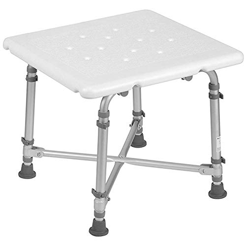 DMI Shower Chair Bath Seat for Tub or Shower Bench for Inside Shower, Made of Non Slip Aluminum with Plastic Seat, No Tools Needed, Adjustable Height, Holds Weight up to 500 Pounds, Bath Bench, White