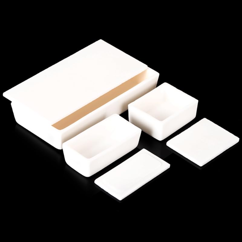 99% Alumina Square Crucible with Lid - High-Temperature Laboratory Beaker for Metal and Non-Metal Sample Analysis,1pcs(35ml(100x30x20mm))