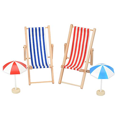 YIKANWEN Strand-Mikrolandschaft Miniliegestuhl Strandkorb Sonnenschirm Kleine Palme Deko Accessoires für Sandkasten… – Bild 7