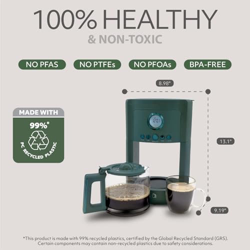 Image of WILLOW Eco Series 12 Cup Drip Coffee Maker, 24 HR Drip Coffee Maker, Glass Coffee Maker with Glass Coffee Maker