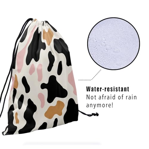 Image of Nerxy Cow Print Gymnastics Grip Bag - Animal Grips Bags Cowhide Drawstring Gym Bag for Gymnasts Wildlife Athlete Gym Pouch Bags Adjustable