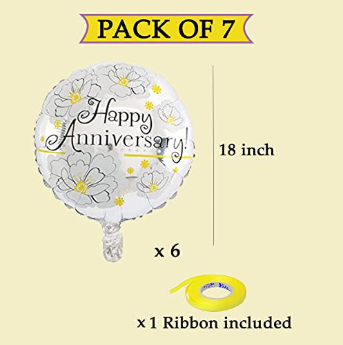 Image of AMFIN (Pack of 7) Happy Anniversary Foil Balloon /Anniversary Decoration foil /Foil Decoration Anniversary /Suprise Anniversary Balloon
