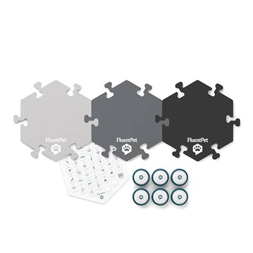 Image of FluentPet Speak Up! Get Started Kit with Clearer Upward-Facing Sound - 6 Recordable Buttons for Dogs & 3 Grey HexTiles | Dog & Cat Communication Buttons Set | with Batteries