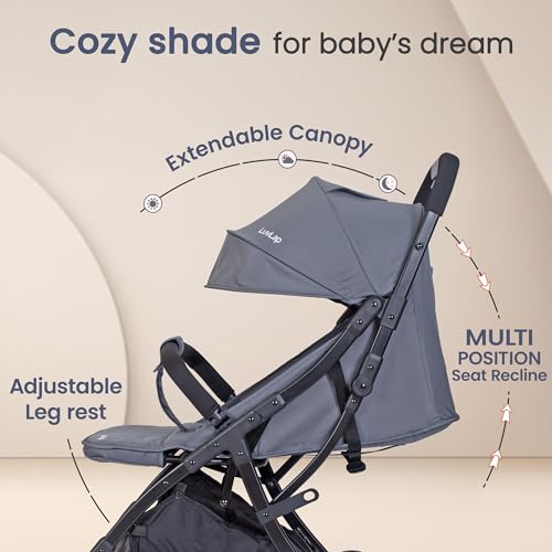 Image of LuvLap Regency Baby Stroller, Pram for 0 to 3 Years with 5 Point Safety Harness, Large Storage Basket, Heavy Duty Wheels, Easy Fold, Extendable Canopy, Multilevel Recline & Adjustable footrest