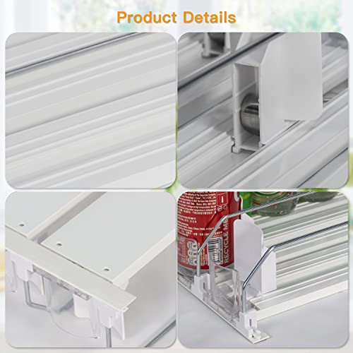Drink Organizer For Fridge Refrigerator Soda Can Organizer, Self-Pushing Bottle Can Dispenser Beverage Storage For Pantry/Vending Machine (5, 15 Inch (White)) #TOP5