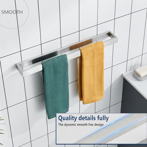Image of KOKOSIRI Towel Bars Brushed Nickel Bath Towel Hanger Holder 24-Inch Kitchen Rack Stainless Steel for Bathroom Hardware Wall Mount, 2 Pack B4008BR-L24-P2