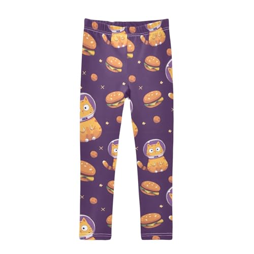 ALAZA Girls' Leggings Children's Yoga Pants Skinny Printed Dance Astronaut Cat Comfortable 4T