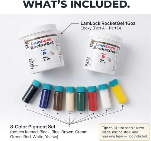 Image of RocketGel 25 Minute Professional Epoxy Countertop Kit for Granite, Tile, and Quartz Countertop Repair Kit, Tile Crack Repair, Chips and Fills Epoxy Grout