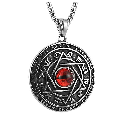 STWTR Red Eye Amulet Seal Solomon Hexagonal Star Twelve Constellation Pendant Blue Eye Stainless Steel Necklace