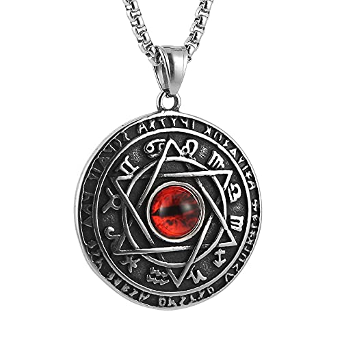 STWTR Red Eye Amulet Seal Solomon Hexagonal Star Twelve Constellation Pendant Blue Eye Stainless Steel Necklace by STWTR - Used condition - US$12.77