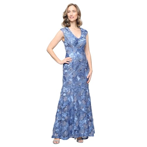 Image of Alex Evenings Womens Long Sleeveless Soutache Rosette Mother of the Bride Dress
