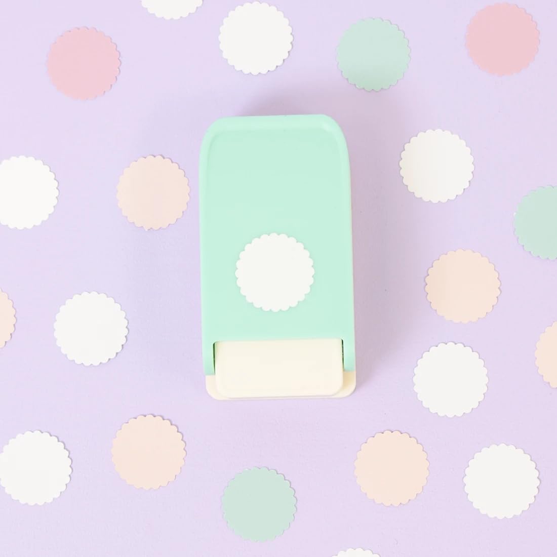 Craftelier, Multimaterial Scalloped Circle Shaped Punch for Card Making Scrapbooking and Craft Projects, Turquoise and White - Image 3