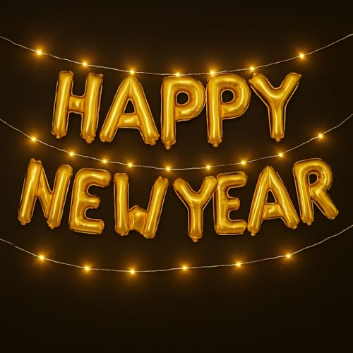 AMFIN® Happy New year Letter Foil Balloon Decoration kit with Fai...