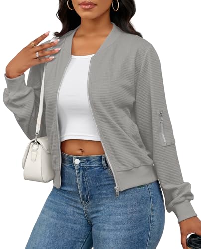 Women Casual Full Zip Up Comfy Loose Long Sleeve Sweatshirt Solid Color Jacket with Pockets3