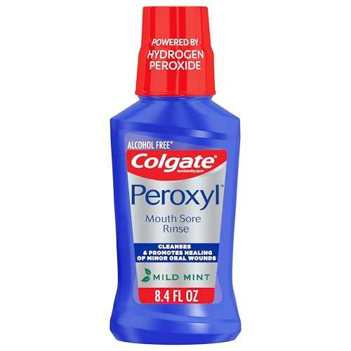 Colgate Peroxyl Alcohol Free Mouthwash with 1.5% Hydrogen Peroxide, Mouth Sore Rinse for Canker...