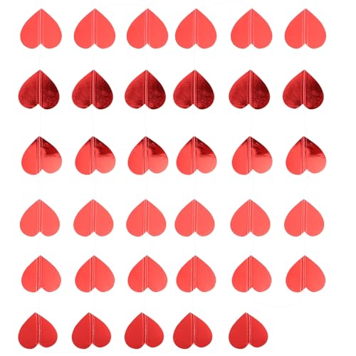 BESPORTBLE Guirnalda de Corazones Roja de 4 Metros 35 Piezas, Banner Colgante para Fiesta y Decoración del Día de San Valentín, Accesorio para Fotografía en Hogar, Dormitorio y Eventos