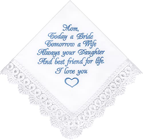 Mother of the Bride Gifts Embroidered Wedding Handkerchief for Mom