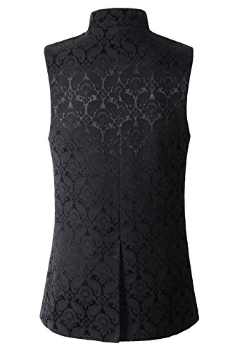 Mens Gothic Steampunk Vest Waistcoat Victorian Damask Stand-up Collar Tailcoat2