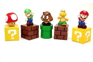 Collection 5Pcs Super Character 1.5in Cake Toppers Mario Figurines, Bday Decoration