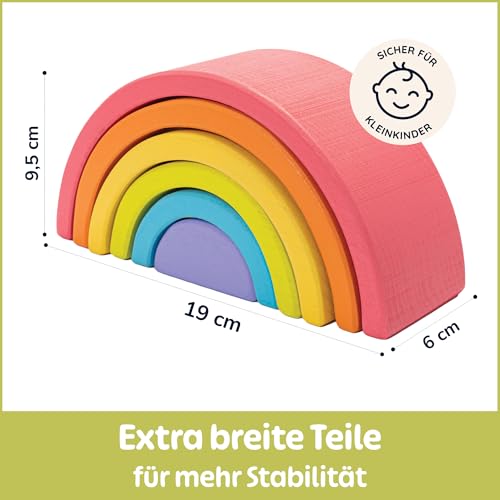 Merle Toys® Regenbogen Holz Spielzeug ab 1 Jahr, Holz Regenbogen Montessori – Ansicht 6