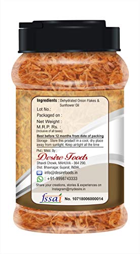 Image of Desire Golden Fried Onion 500g | Pack of 2 in Jar Flakes |Birista | Fried Pyaz Used for Biryani,gravies, Indian Curries