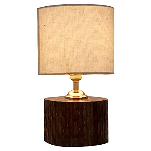 Image of tu casa Table Lamps with Mango Wood Base & Flex Cotton Shades for Home Decor, Bedrooms, Living Room, Gifting, Diwali Decoration, Dining Space, Study Room, Hall (Height- 31cm) - Bulb not Included