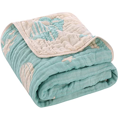 Image of HardNok Ultra Soft Muslin Baby Blanket, A Versatile Swaddle and Bed Blanket for Babies, Toddlers, Boys, and Girls (Ocean Green 1 Pack).