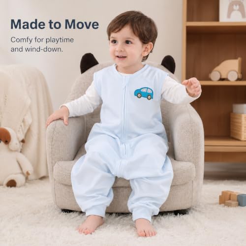 Image of HOMEAL Baby Sleep Sack,Toddler Sleeping Sack with Feet, Blue Wearable Blanket Baby 6M-5T,Sleeveless Sleep Sack 12-18 Months,18-24 Months,Medium