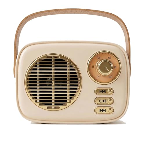 Retro Bluetooth Speaker, Vintage Decor, Gifts for Women Men Teen Girls,Portable Wireless Bluetooth Speaker, Cute Aesthetic Style for Office Kitchen Desk Bedroom Outdoor Support USB/TF Card/AUX (Beige)