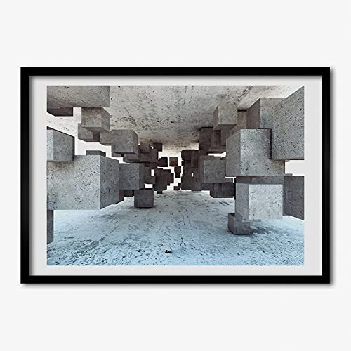 Tableau moderne Tulup 70x50 cm cadre en bois pour une ambiance salon industriel
