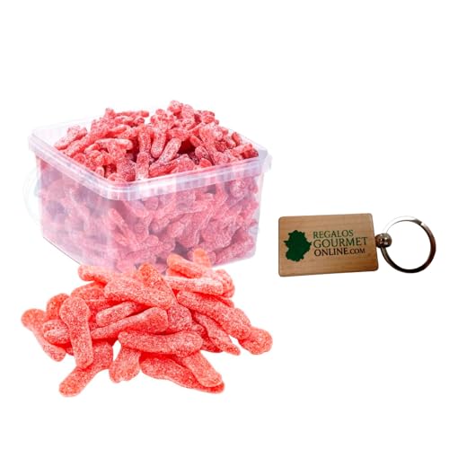 Llaves Ácidas de Fresa con llavero Deliex - Cubo de 290 unidades de Llaves Ácidas - Chuches Ácidas