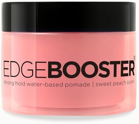 Style Factor Edge Booster Strong Hold Water-Based Pomade | Formulated with Argan Oil for Moisture & High Shine | Long Lasting Edge Control Gel | Sweat Peach, 3.38 oz