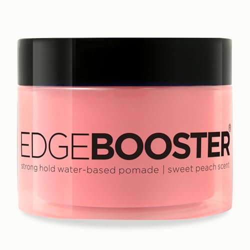 Style Factor Edge Booster Strong Hold Water-Based Pomade | Formulated with Argan Oil for Moisture & High Shine | Long Lasting Edge Control Gel | Sweat Peach, 3.38 oz