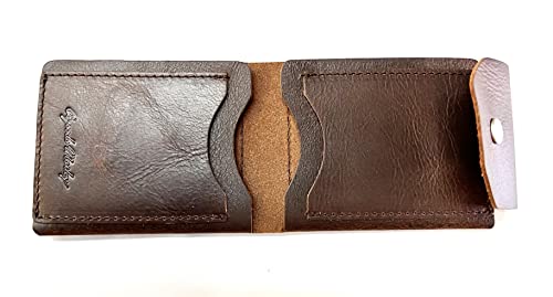 Mens Rustic Snap Card Case Bifold Wallet - Distressed Brown2