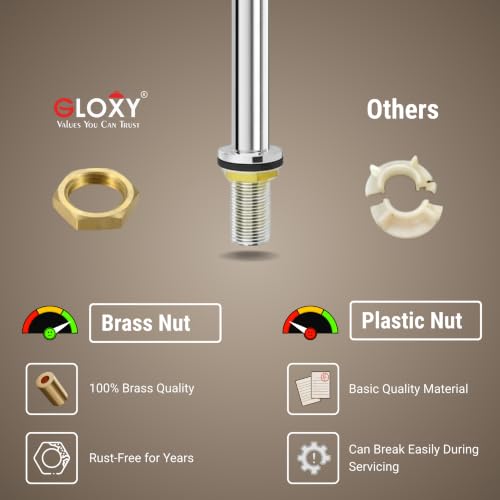 Image of GLOXY Premium Brass 30CM (12INCH) Long Neck Chrome Finished Pillar Tap with Combo Pack of 3 - Deck Mount High Neck Faucet with Sky Lever for Wash Basins & Kitchen Sinks - 10 Years Warranty