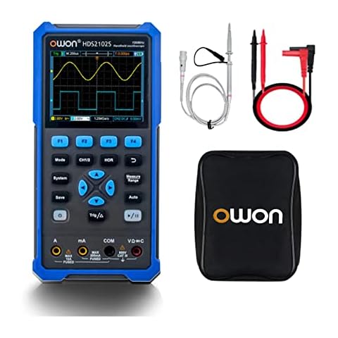 OWON HDS272 2 in 1 2CH Handheld Oscilloscope 3.5" LCD 70MHz Bandwidth 20000 Counts Multiumeter OSC + DMM+ Signal Generator for Automobile Maintenance,Power Detection Cover