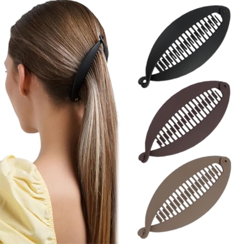 CULEO Pinzas para el cabello Paquete de 3 pinzas tipo banana, accesorios para el cabello con pinza tipo banana, pinzas tipo banana para mujer, pinzas tipo banana retro para niñas