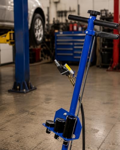 Image of Stark USA 22 Ton Hydraulic Floor Jack Air-Operated Axle Bottle Jack with (4) Extension Saddle Set Built-in Wheels, Blue