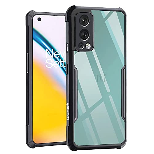 Image of LIRAMARK Transparent Clear Shock Proof Back Cover Case Designed for OnePlus Nord 2 5G (Black)
