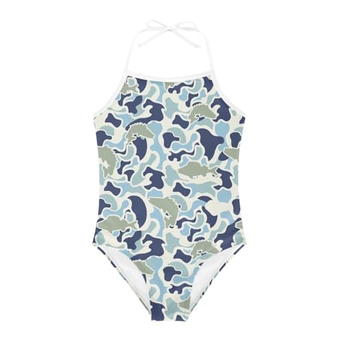Image of ELEQIN Cartoon Animal Cute Girls One Piece Swimsuit Adjustable Swimwear for 3Y-10Y
