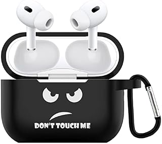CACOE Case for Airpods Pro 2, Silicone Cover for Airpods Pro 2nd Generation, Black Protective Airpods 2 Gen Cases Shockproof Air Pod Cute Funny Print Accessories with Keychain