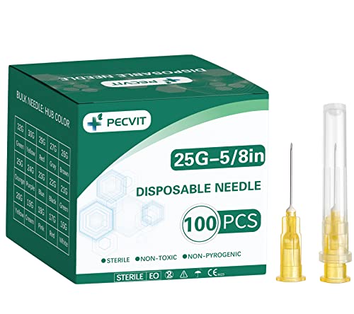 Image of 100Pack 25Ga 5 /8 inch Needle(16mm) Luer Lock for Refilling Ink | Individually Packaged