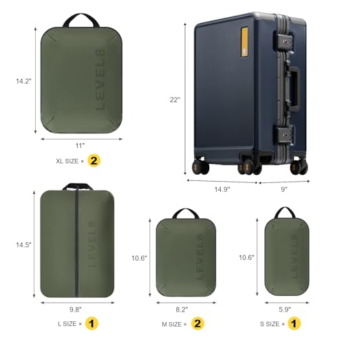 Image of LEVEL8 Carry On Luggage Airline Approved Zipperless with Aluminum Frame, Hard Case Luggage with Spinner Wheels, Metal Travel Suitcase, 20 Inch, Blue