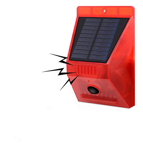 Saladulce Solar Sound Alert Flash Warning Sound Light Alarm Motion Sensor Siren Strobe Security Alarm System for Farm
