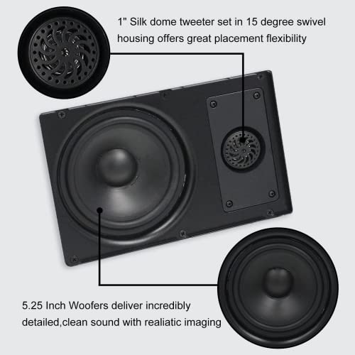 Herdio 5.25" 400 Watt Ceiling Bluetooth Speakers, 2-Way In-Wall Ceiling Speakers Perfect For Indoor/Outdoor Wall &Ceiling Mount (2 Pairs) #TOP1