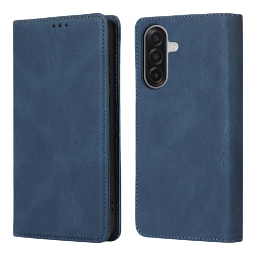 Étui portefeuille Samsung Galaxy A17 antichoc bleu en cuir rabat