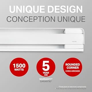 Stelpro B1502W Radiateur de plinthe 1500 W, 66 1/4" x 5 7/8", 240 V, série B, plinthe électrique BRAVA avec coins arrondis, blanc